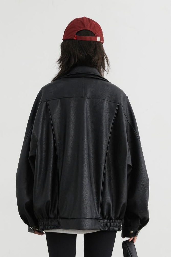 Oversized Moto Leather Jacket