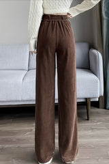 Solid Corduroy Wide Leg Knit Pants