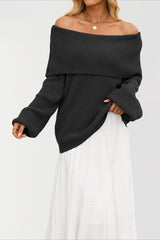 Off Shoulder Loose Knit Pullover Sweater