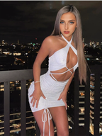 Julia Fashion - Sexy Cross Halter Backless Cut Out Bodycon Mini Dress