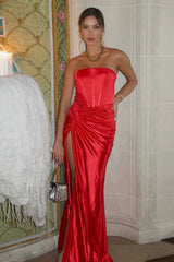 Celebrity Temperament Sexy Slim Tube Top Kinked Waist Maxi Dress