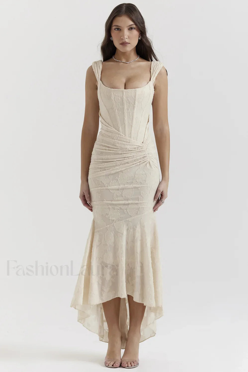 Cesca Retro Cream Charming White Floral Maxi Dress