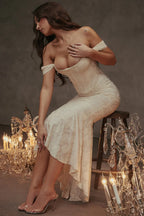 Cesca Retro Cream Charming White Floral Maxi Dress