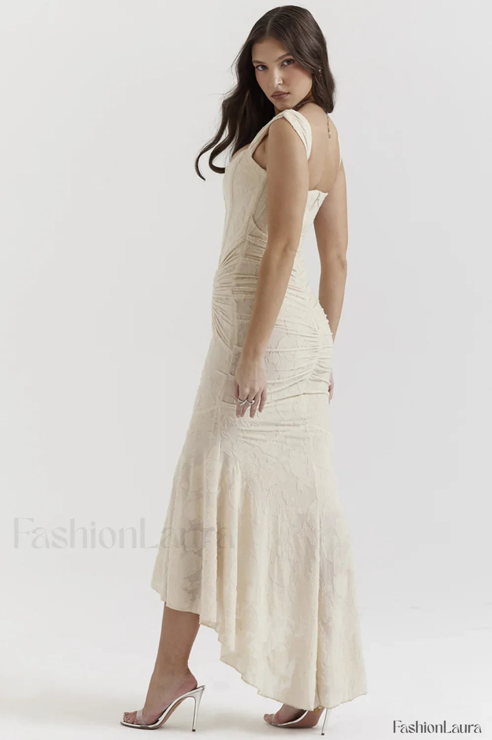 Cesca Retro Cream Charming White Floral Maxi Dress