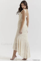 Cesca Retro Cream Charming White Floral Maxi Dress