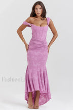 Cesca Rose Pink Charming Floral Maxi Dress XS / Rose Pink