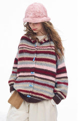 Rainbow Stripe Toggle Hooded Sweater