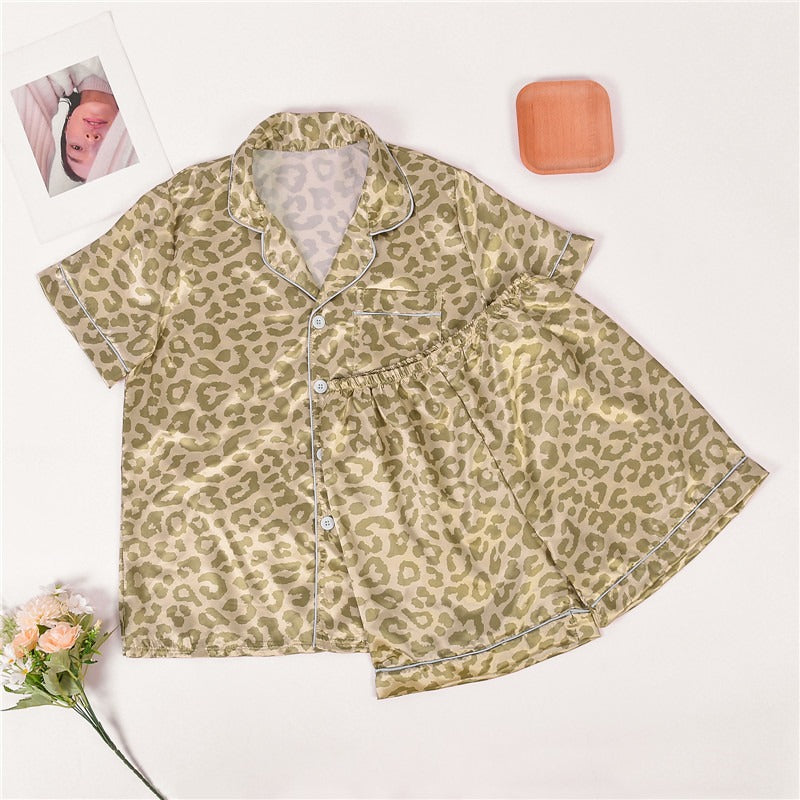 JuliaFashion-Casual Satin Silk Solid Color Pajamas Set