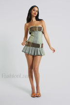 Chelsea Denim Stylish Kilt Mini Dress