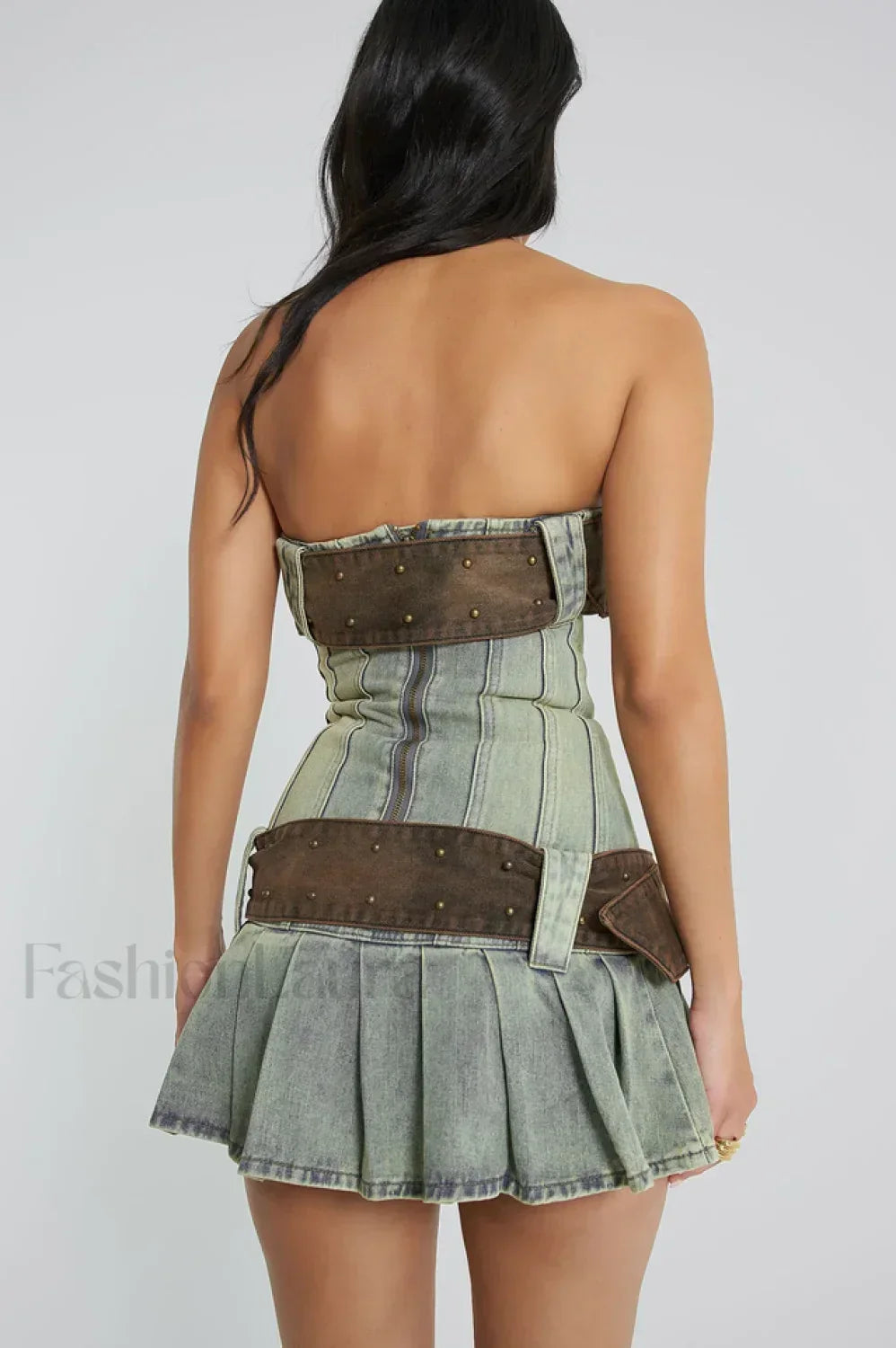 Chelsea Denim Stylish Kilt Mini Dress