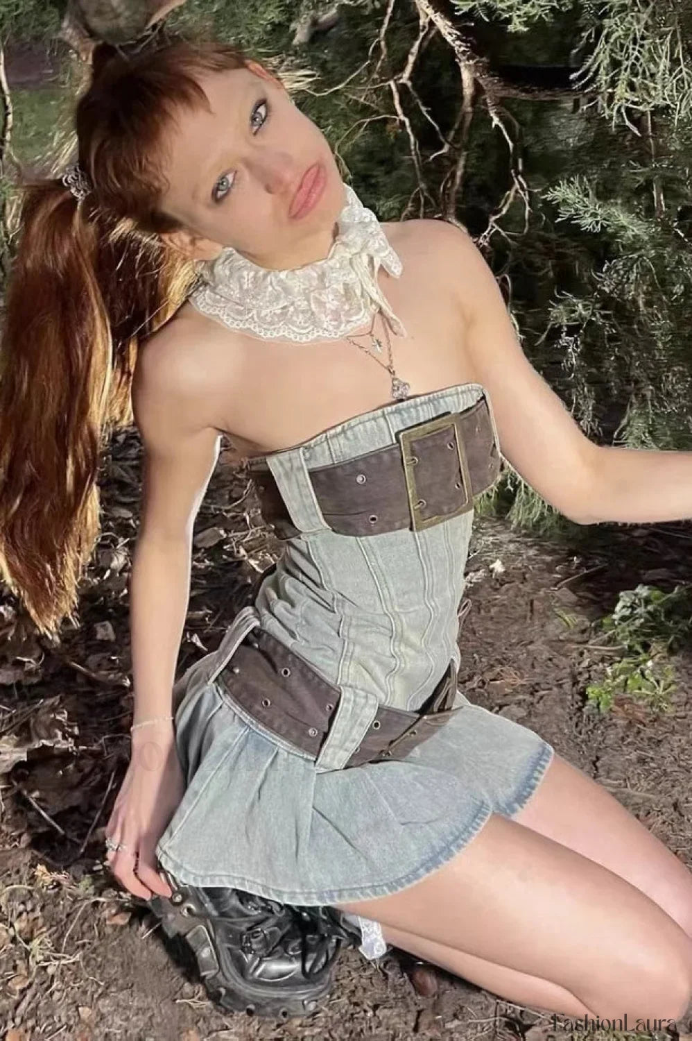 Chelsea Denim Stylish Kilt Mini Dress