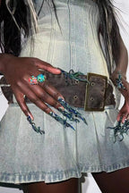 Chelsea Denim Stylish Kilt Mini Dress