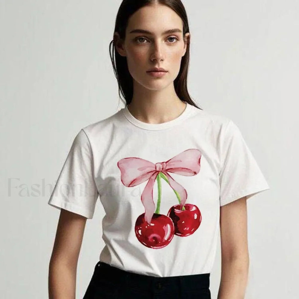 Cherry Bow Fashion Harajuku Summer Casual T Shirt