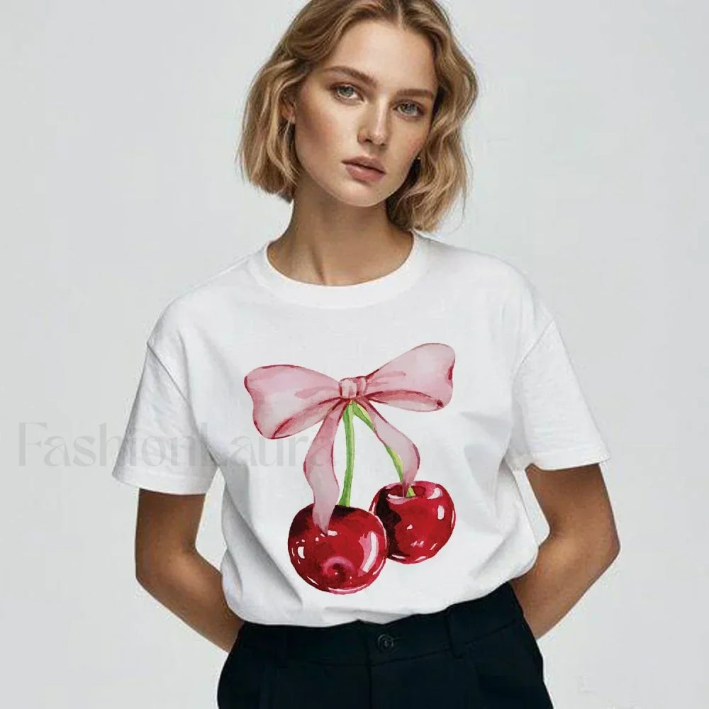 Cherry Bow Fashion Harajuku Summer Casual T Shirt