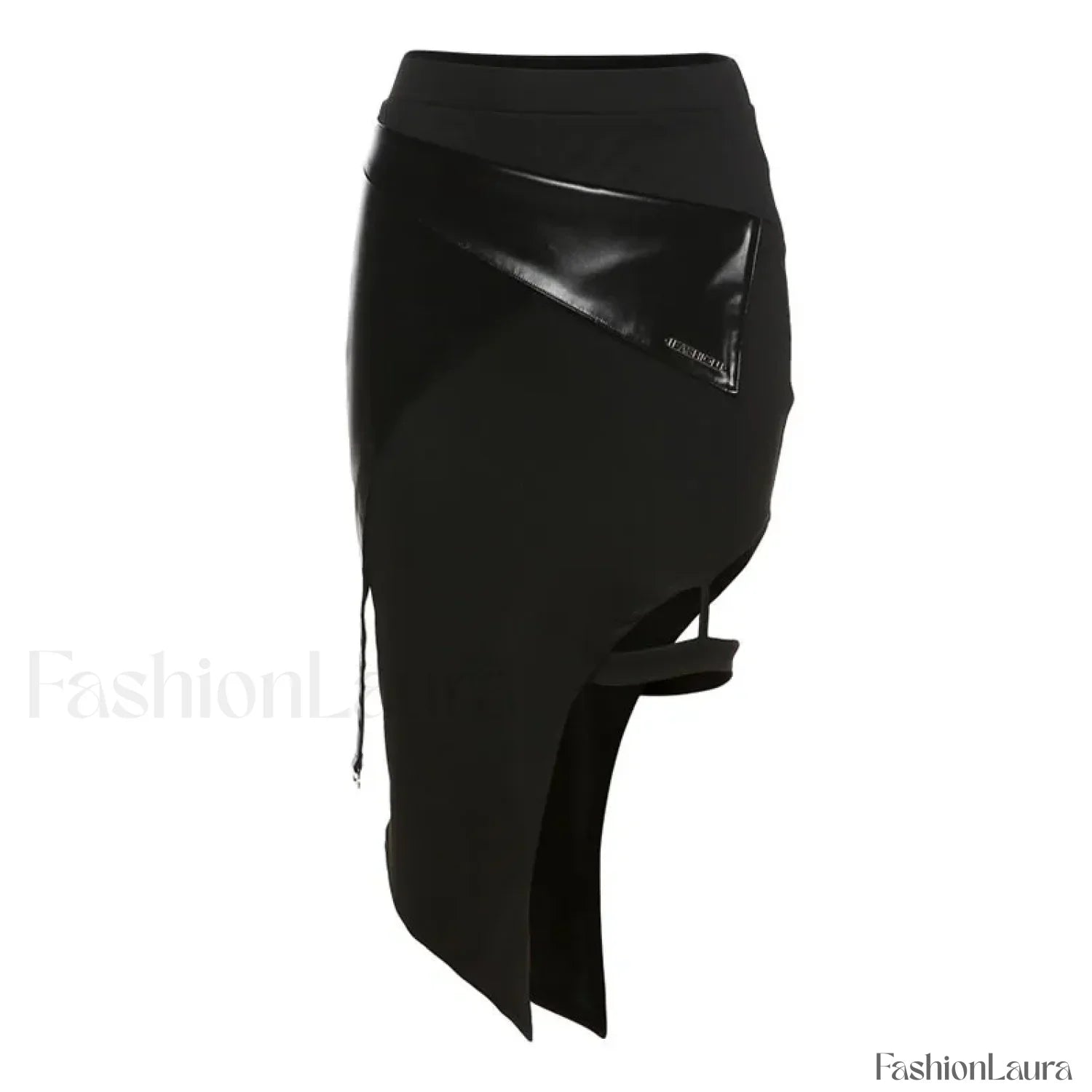 Chic Black Elastic Slit Waist Women’s Casual Skirt BLACK / S