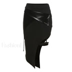 Chic Black Elastic Slit Waist Women’s Casual Skirt BLACK / S
