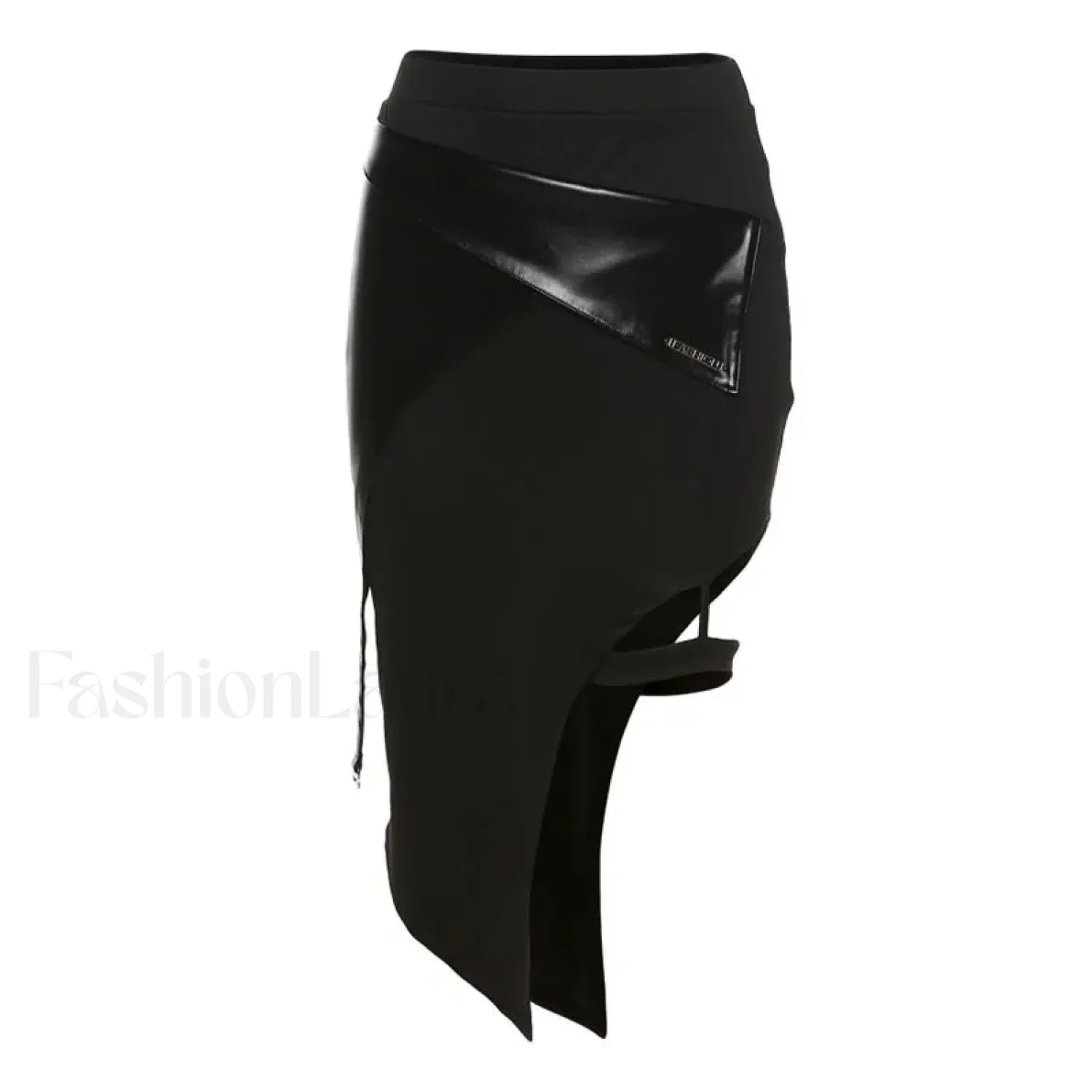 Chic Black Elastic Slit Waist Women’s Casual Skirt BLACK / S