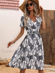 Chic Summer Fashionable Floral Navy Sleeveless Elegant Holiday Midi Dress
