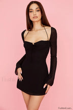 Chiffon Halter Stylish Mini Dress S / Black