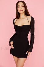 Chiffon Halter Stylish Mini Dress S / Black