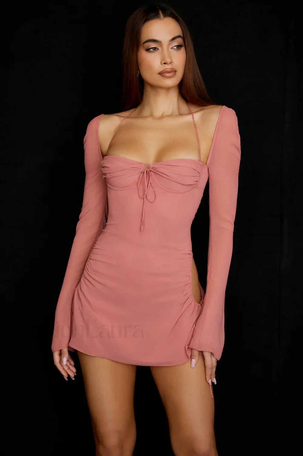 Chiffon Halter Stylish Mini Dress S / Pink