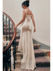 Chiffon Splicing Slim Floor Maxi Dress