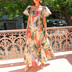 Chiffon Strapless Floral Dress