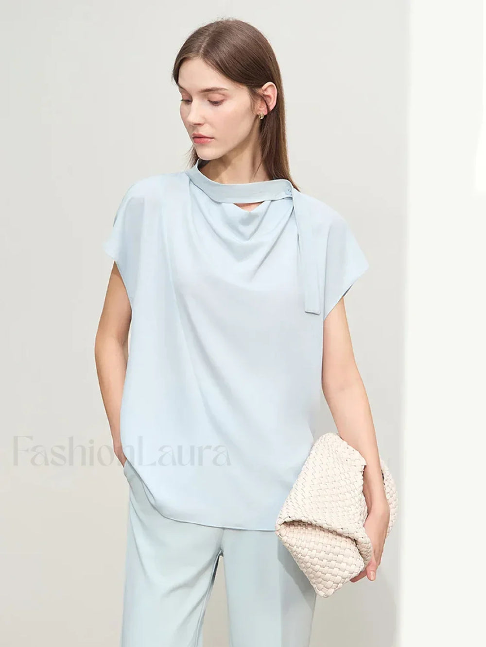 Chiffon Tie Neck Blouse T Shirt