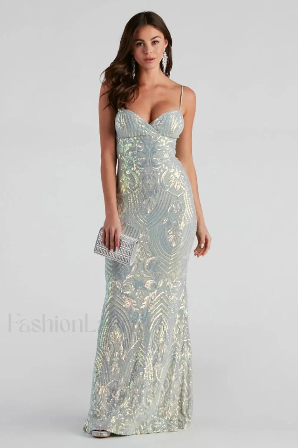 Christal Sequin Stylish Mermaid Formal Dress S / Mint