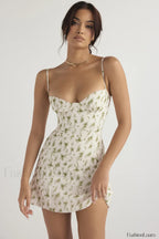 Christiana Elegant Mini Dress XS / Garden Print