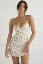 Christiana Elegant Mini Dress XS / Garden Print