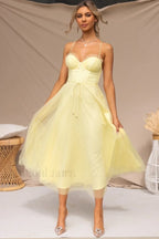 Cindy Tulle Stylish Midi Dress S / Buttercup