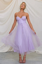Cindy Tulle Stylish Midi Dress S / Lilac