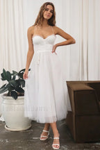 Cindy Tulle Stylish Midi Dress S / White