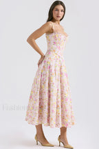 Clarabelle Pink Meadow Charming Print Cotton Sundress