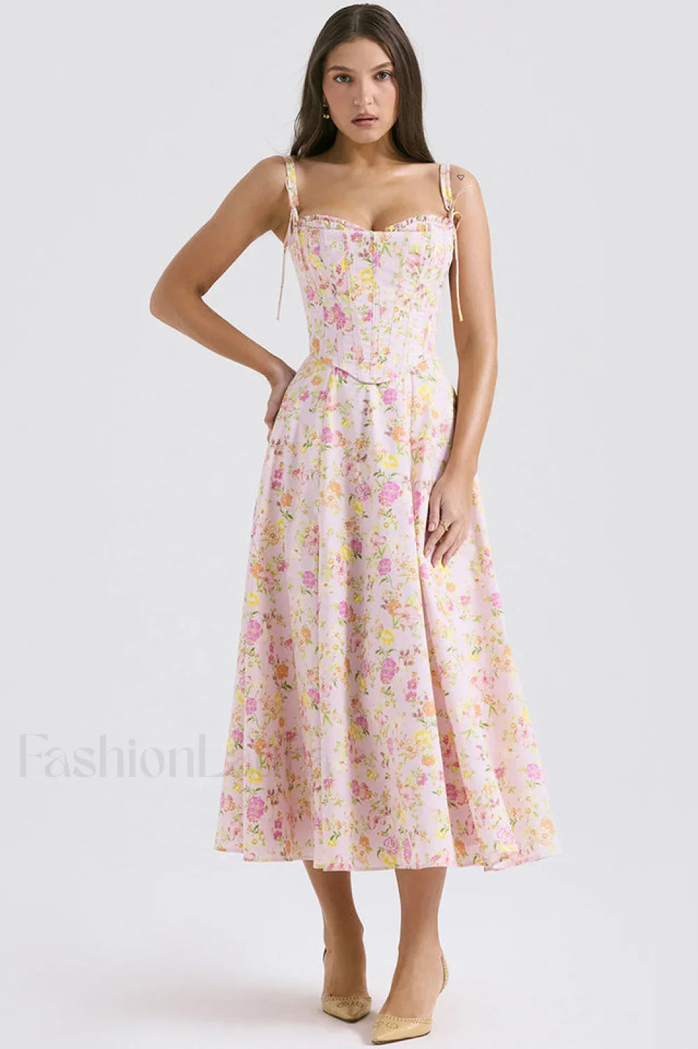 Clarabelle Pink Meadow Charming Print Cotton Sundress