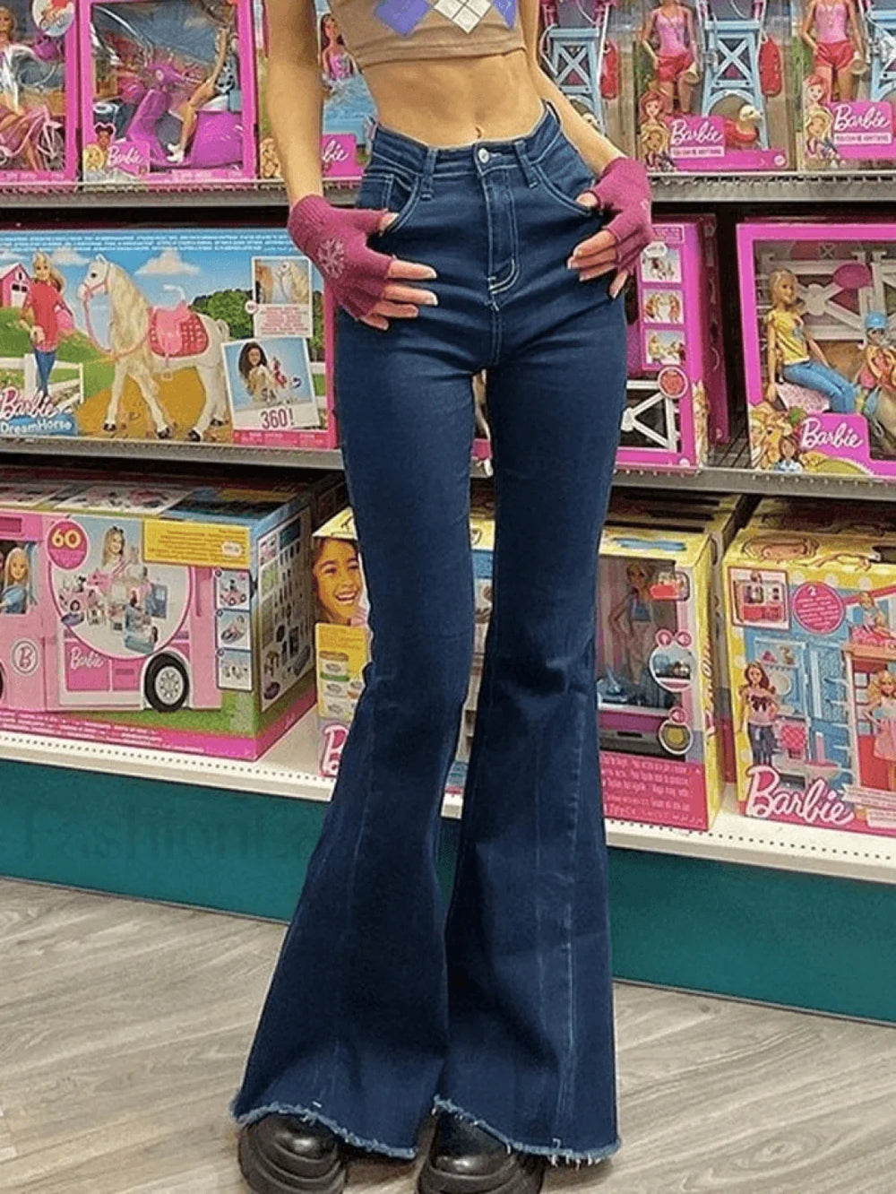 Classic High Waist Flare Jeans Blue / S Jeans
