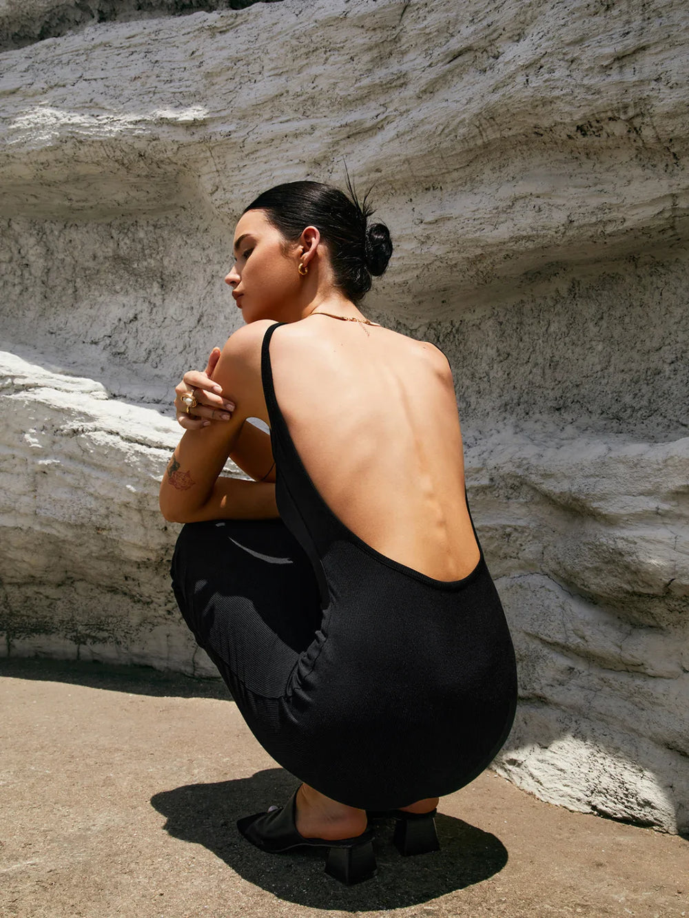 Classic Open Graceful Back Midi Dress Dresses