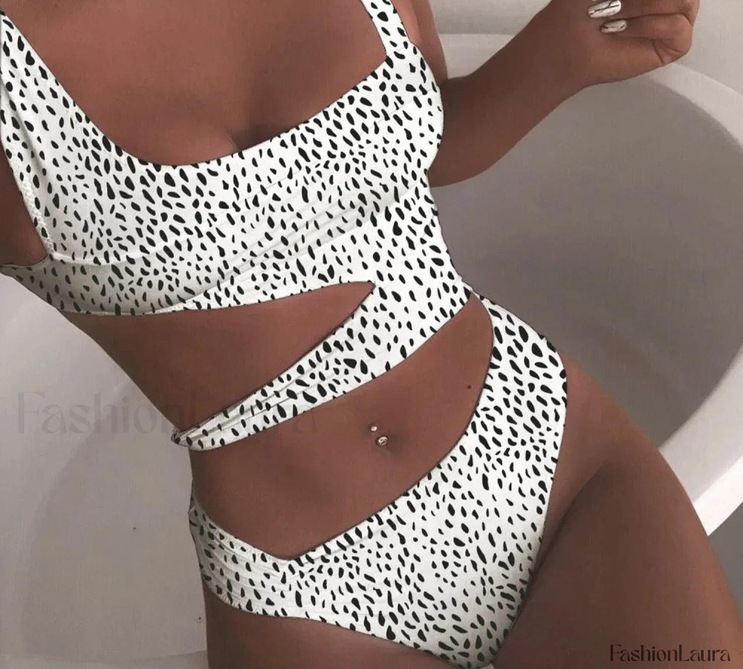 Cloud Print Bandage Push Up One Piece white / S
