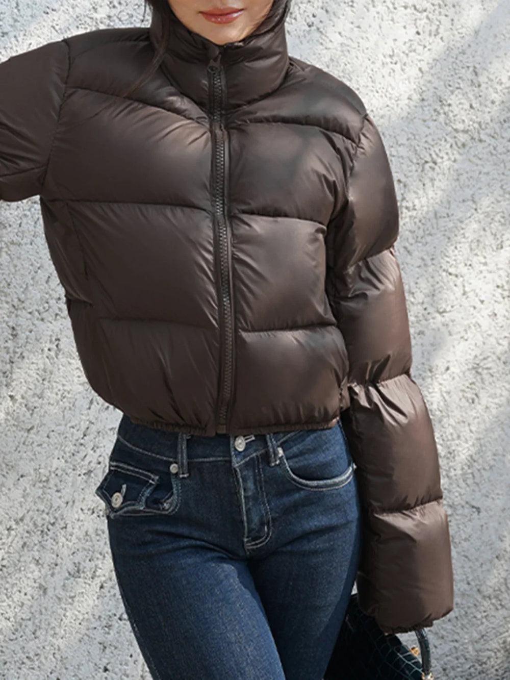 Cocoa Bean Stand Trendy Collar Quilted Puffer Coat Winter Coats