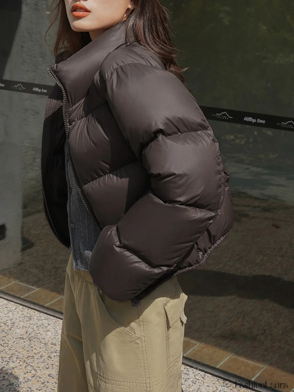 Cocoa Bean Stand Trendy Collar Quilted Puffer Coat Winter Coats