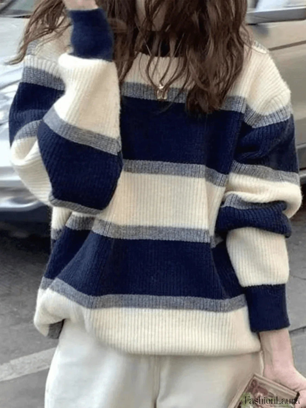Color Block Striped Knit Sweater Sweaters