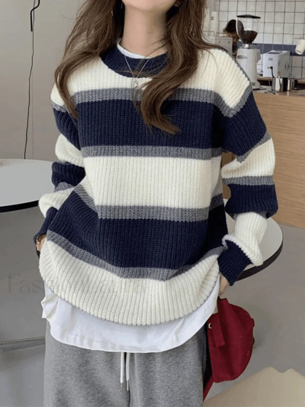 Color Block Striped Knit Sweater Sweaters