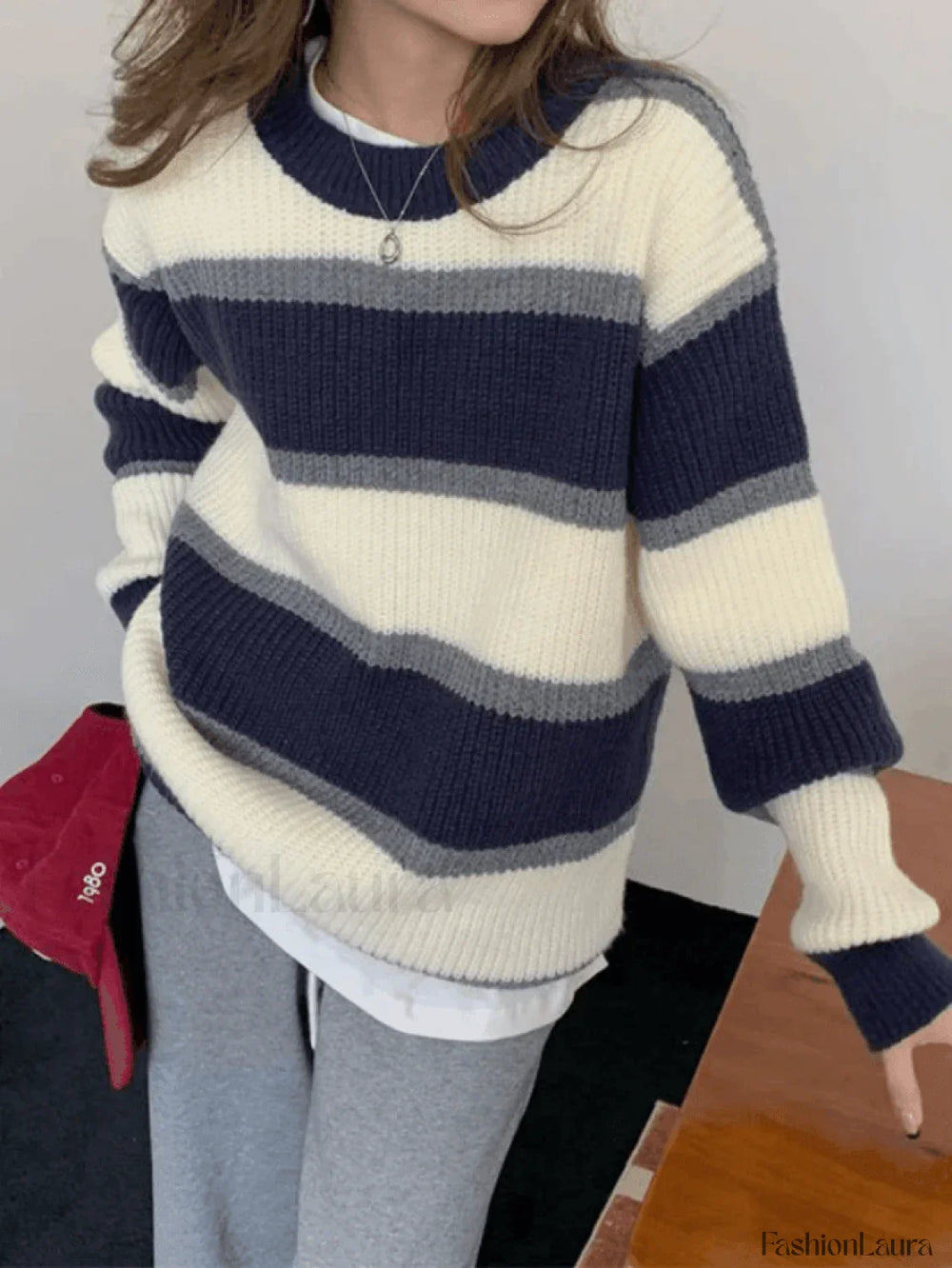 Color Block Striped Knit Sweater Sweaters