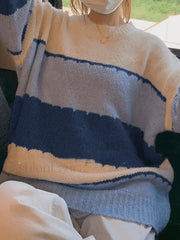 Color Block Striped Sweater Blue / ONE SIZE Sweaters