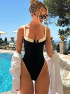 Color Block Underwired Full Back One Piece