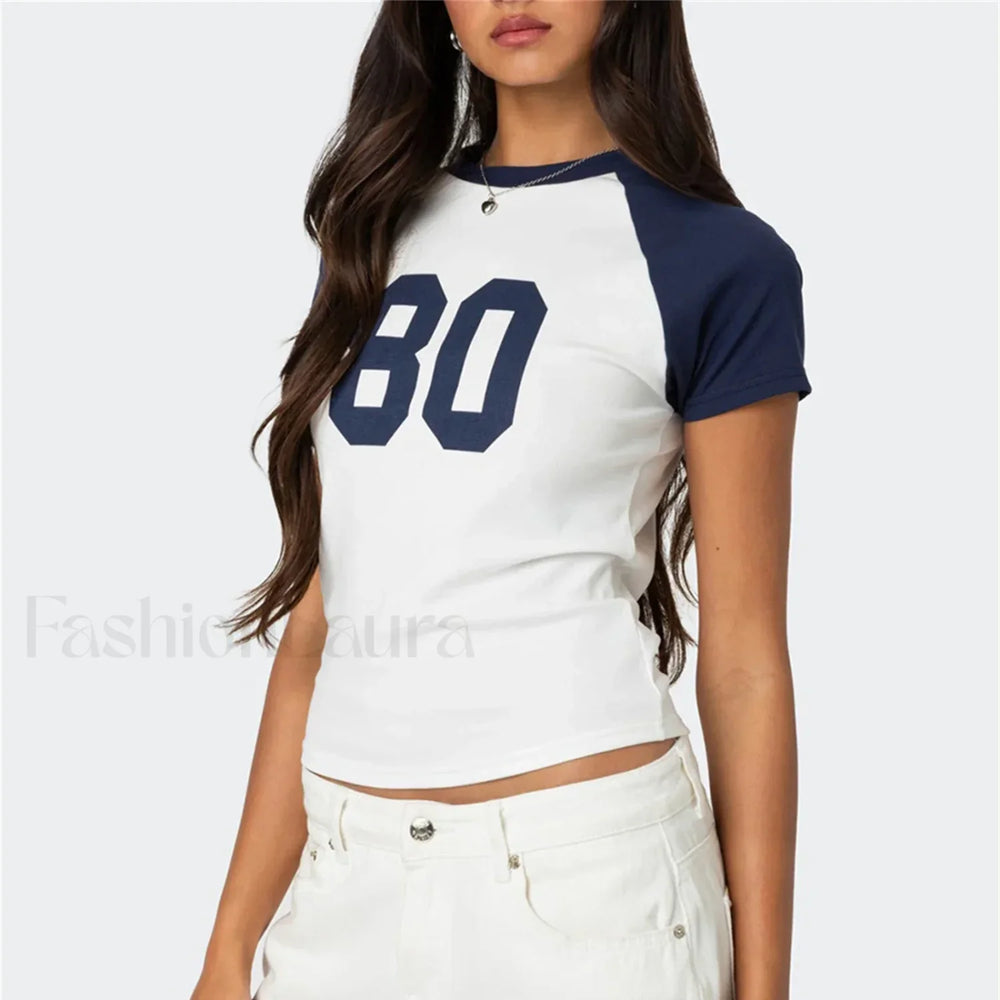 Color Matching Striped Raglan T Shirt Blue / S