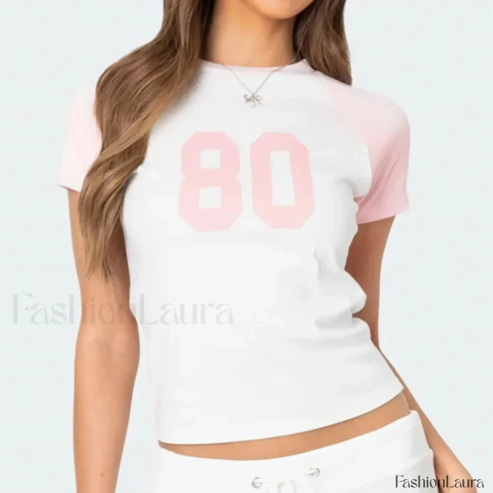 Color Matching Striped Raglan T Shirt Pink / S