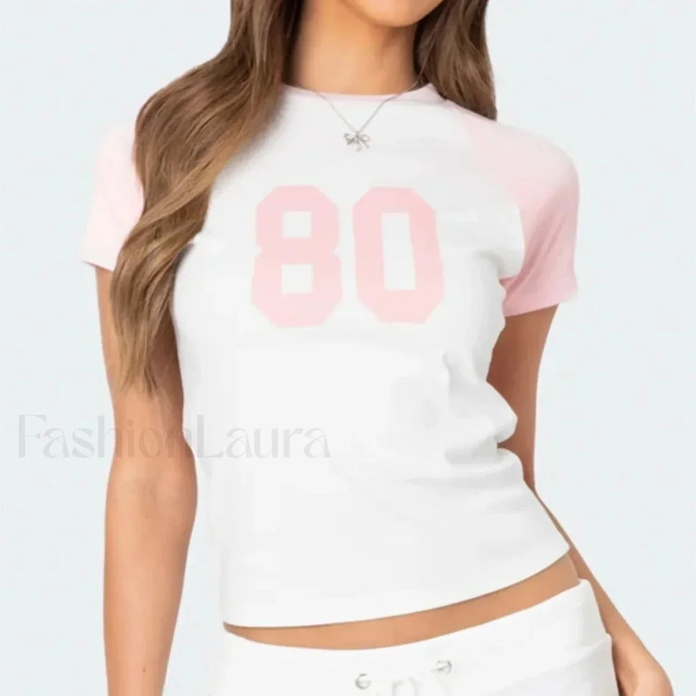 Color Matching Striped Raglan T Shirt Pink / S