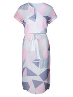 JuliaFashion-Dream Girl Color Block Notch Neck Dress